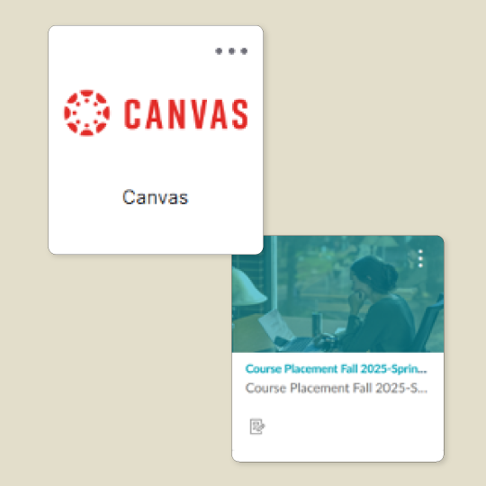 icon of Canvas logo and course placement button in mySLU