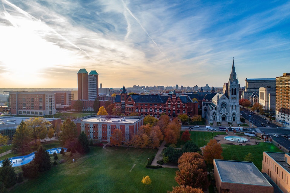 Aerial view of northern SLU campus