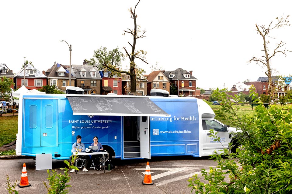 SLU's mobile health clinic SLU's mobile health clinic in St. Louis' Fountain Park neighborhood after the May 2025 tornado