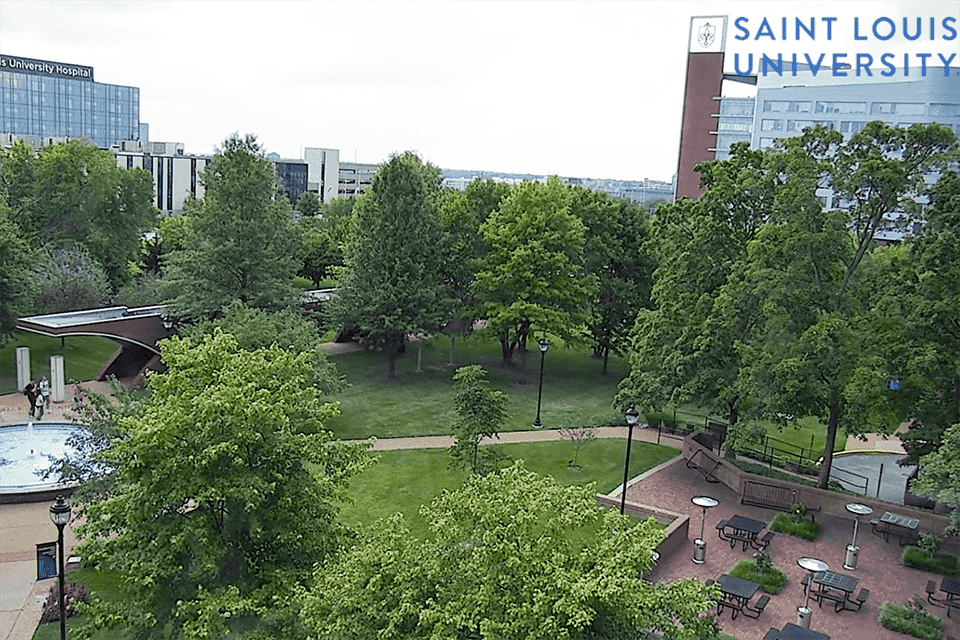 View of Doisy Research Center and the med center quad